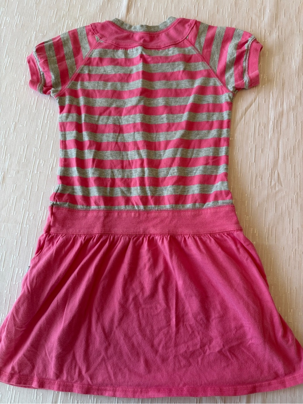 OshKosh B'gosh Girls Pink & Gray Striped Pocket Dress size 8 - Picture 2 of 7